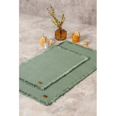 Cotton Box Bath Rug Set Yeşil 2'li 75x125 60x90